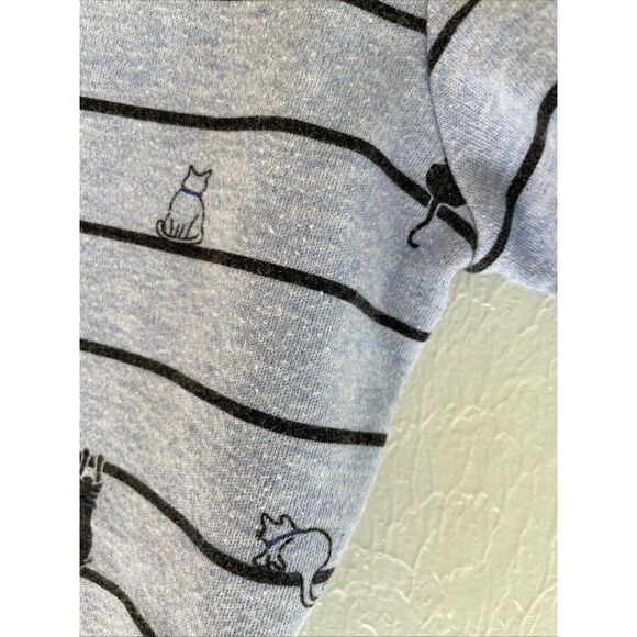 Cat Lady T Shirt All Over Print 90s Blue Striped Animals Novelty Sz medium - Picture 8 of 8